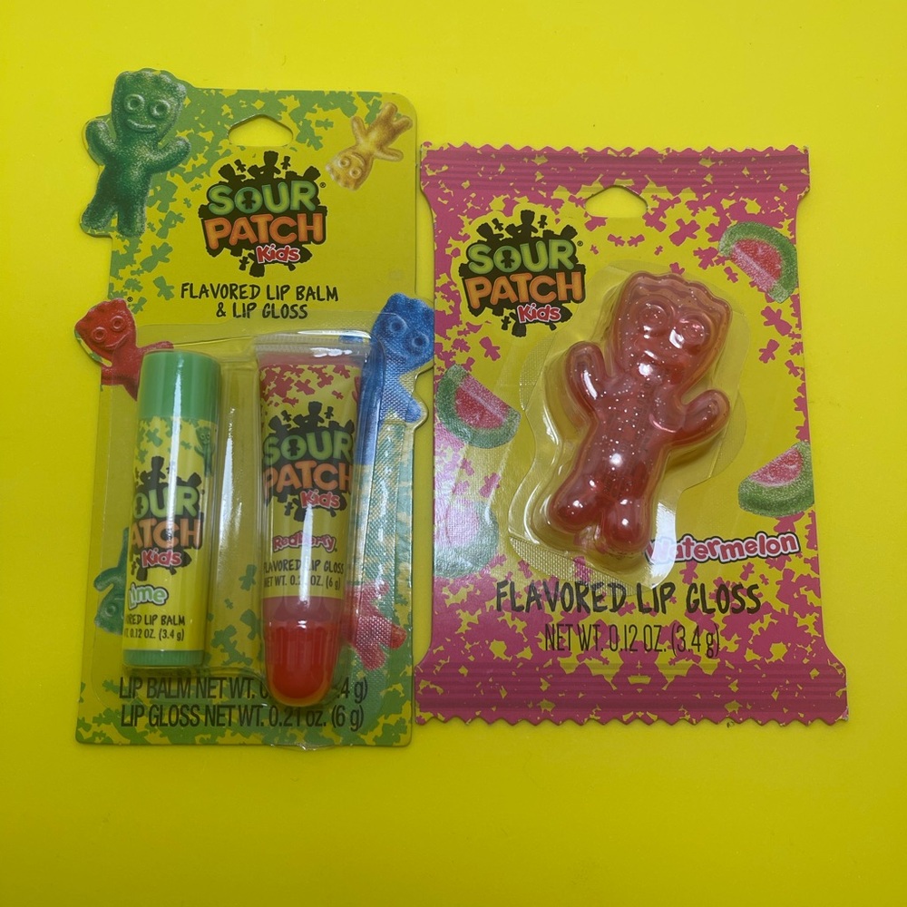 Sour Patch Kids Flavored Lip Balm & Gloss Set - Red or Blue